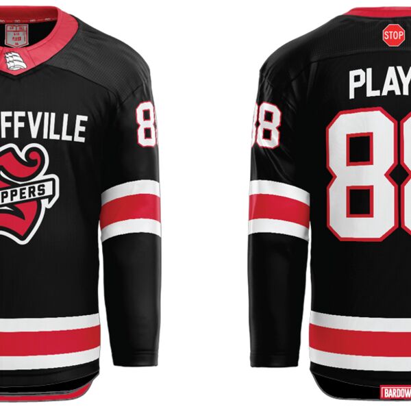 Stouffville Clippers Cut & Sew Hockey Jersey Black - YOUTH Thumbnail