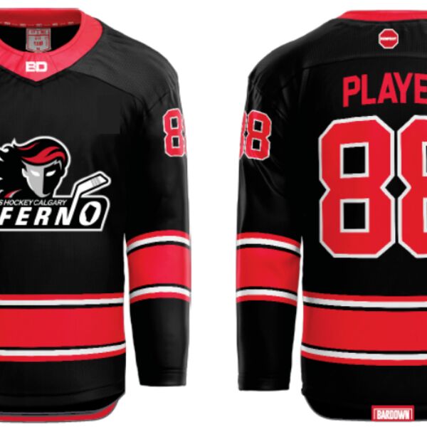 Jr. Inferno-GHC-Sublimated Hockey Jersey with Scoop - H1-Black - Youth Thumbnail
