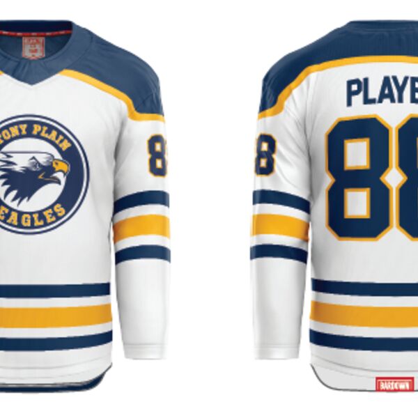 Stony Plain Eagles Cut and Sew Hockey Jersey - White Thumbnail