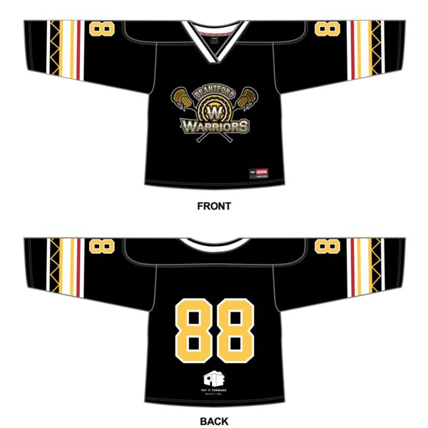 Brantford Warriors Box Lacrosse V-Neckline Jersey (with sponsor logo) - Youth Thumbnail